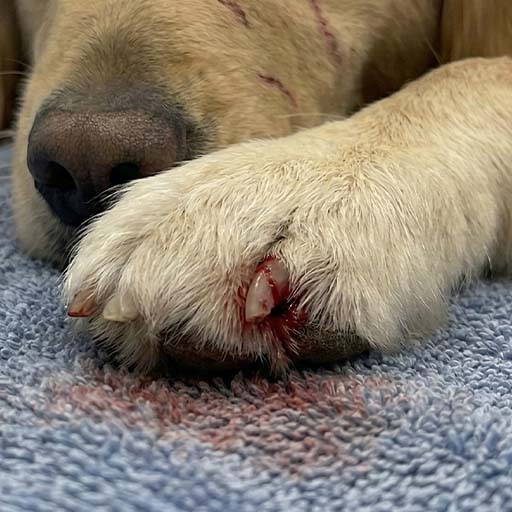 Dog Patterns consistent with a broken or torn nail.